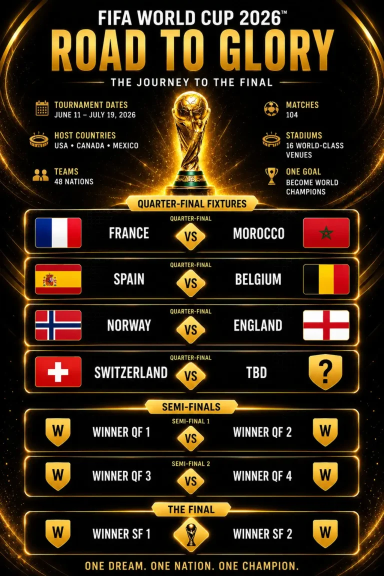 FIFA World Cup 2026 Quarter Final Fixtures